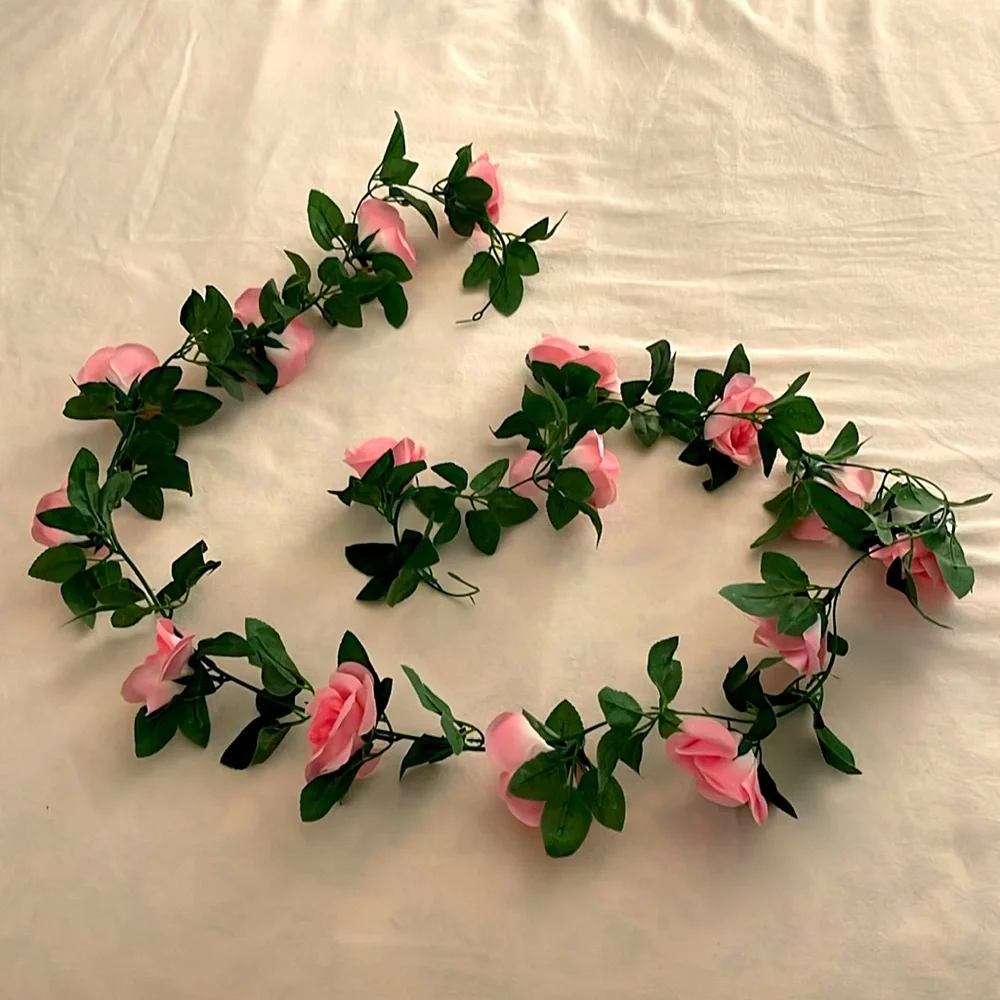 Lot of Pink Rose Garland Decor